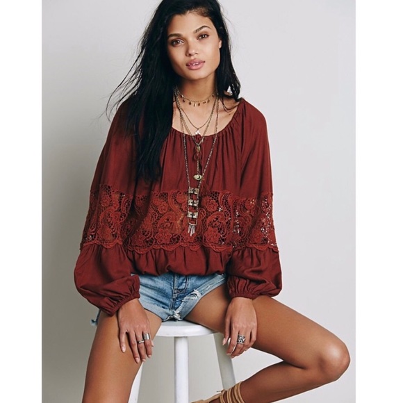 FREE PEOPLE * NWOT 'Gotta Love It' Peasant Top - Picture 2 of 6